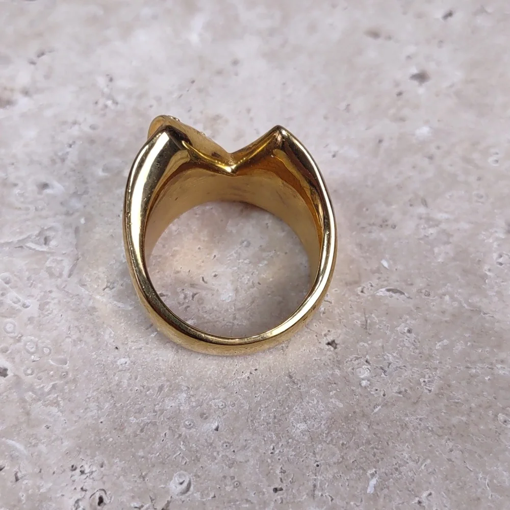 Rustic Cuff Gold Folded Band Ring - Picture 4 of 7